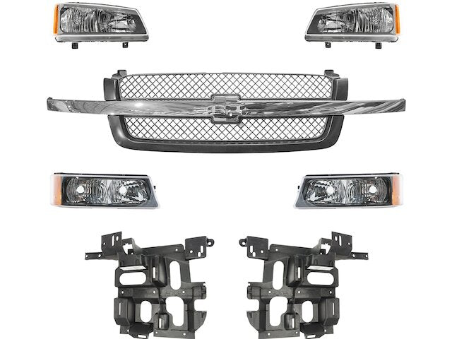 Grille and Headlight Kit 7 Piece - 2003-2006 Chevrolet Silverado 3500 - DIY Solutions 3709-07321923