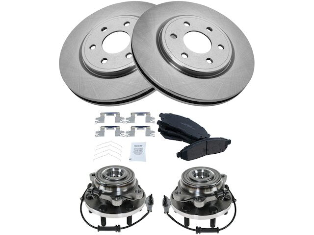 Front Brake Pad and Rotor and Wheel Hub Kit - 2005-2012 Nissan Pathfinder 4WD 4.0L V6 - TRQ 18396-07323434