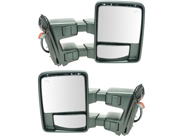 Power Door Mirror - Set of 2 - Chrome - with Towing, Heated Glass, Power Fold, Smoked Lens Turn Signal, Clearance Light, and Temperature Sensor -Compatible with 2009-2016 Ford F-250 Super Duty - Trail Ridge 30323-07335031