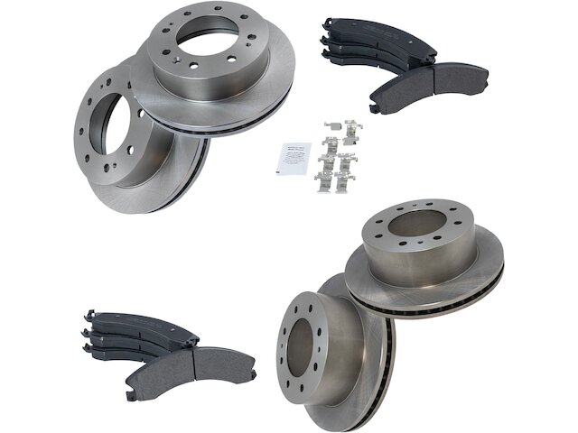 Front and Rear Semi Metallic Brake Pad and Rotor Kit - Vented - 8 Lug - 2011-2019 Chevrolet Silverado 2500 HD - TRQ 96711-07337839