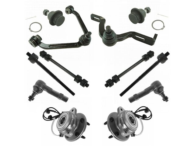 Front Wheel Hub Control Arm Ball Joint Tie Rod End Kit 12 Piece - 1998-2001 Ford Explorer 4WD - TRQ 5260-07342941