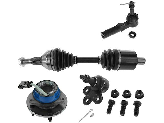 Front Left Axle Wheel Hub Ball Joint Tie Rod Kit 4 Piece - 1997-2004 Buick Regal 3.8L V6 Supercharged - TRQ 2678-07365004