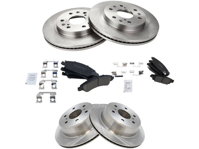 Front and Rear Ceramic Brake Pad and Rotor Kit - 6 Lug - Vented Rotors - 2014-2018 GMC Sierra 1500 - TRQ 125150-07376089