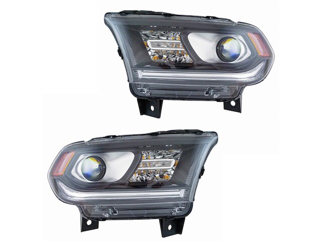 Halogen Headlight Assembly Set of 2 - Black Bezel - 2014-2017 Dodge Durango without LED Daytime Running Lights - DIY Solutions 127853-07391693