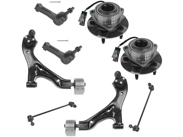 Front Control Arm Wheel Hub Tie Rod End Kit 8 Piece - 2006 Pontiac Torrent - TRQ 18627-07392632