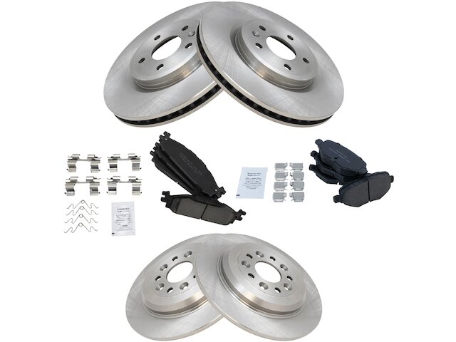 Front and Rear Ceramic Brake Pad and Rotor Kit - 5 Lug - Vented Front Rotors - Solid Rear Rotors - 2010-2019 Ford Taurus - TRQ 92774-07472550