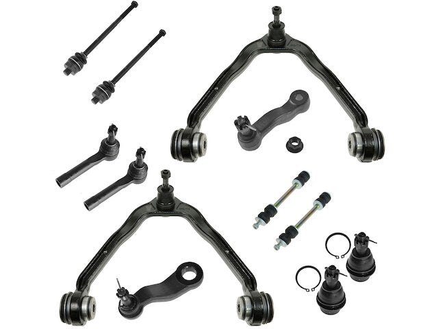 Front Control Arm Ball Joint Tie Rod End Sway Bar Link Kit - 12 Piece - 1999-2006 Chevrolet Silverado 1500 4WD with 4 Groove Pitman Arm - TRQ 3691-07488913