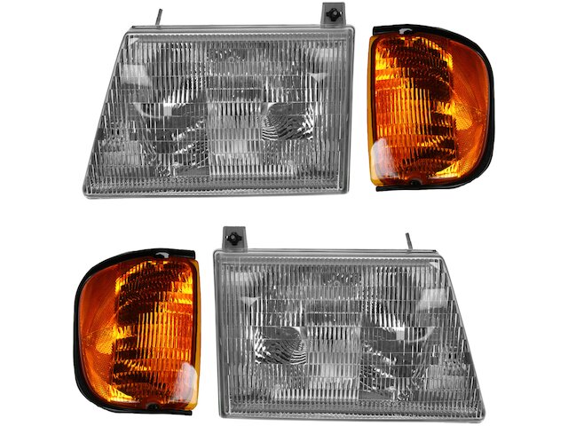 Headlight Assembly and Parking Light Kit 4 Piece - 2001-2003 Ford E350 Super Duty - DIY Solutions 137344-07541684