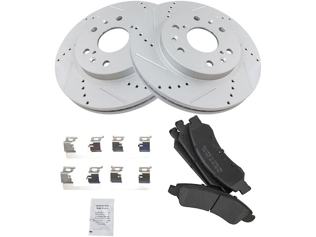 Front Semi Metallic Brake Pad and Cross Drilled and Slotted Rotor Kit - 6 Lug - 2007-2018 Chevrolet Silverado 1500 - TRQ 19009-07567454