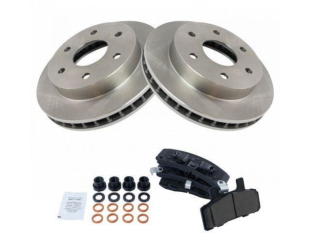Front Ceramic Brake Pad and Rotor Kit - 6 Lug - Vented Front Rotors - 1988-1998 Chevrolet K1500 - TRQ 3384-07579498