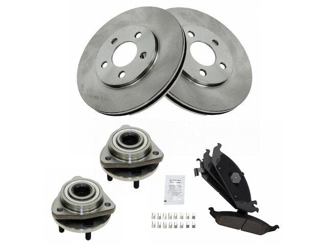 Front Brake Pad and Rotor and Wheel Hub Kit - 1996-2000 Chrysler Sebring Convertible - TRQ 1542-07610380