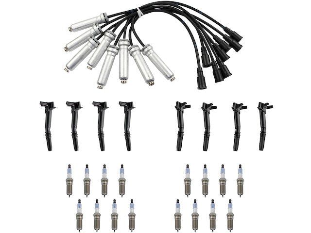 Ignition Coil Spark Plug and Wire Set 25 Piece - 2018-2020 Ford F350 Super Duty 6.2L V8 - DIY Solutions 143564-07616058