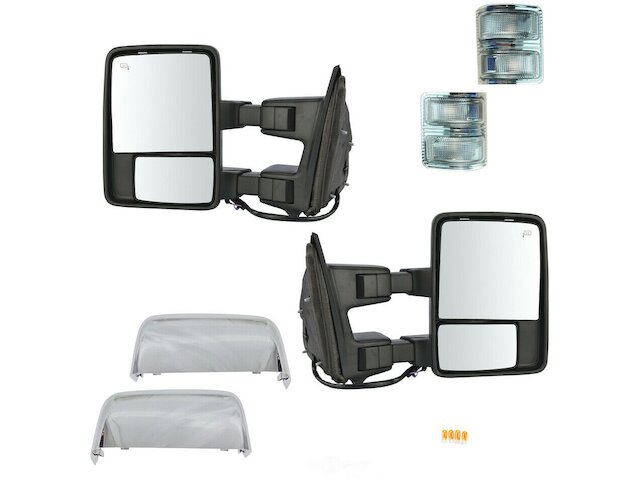 Power Door Mirror - Set of 2 - Chrome Caps - with Towing, Power Fold, Heated Glass, Memory, Telescoping, and Smoked Turn Signal - without Auto Dim - 2011-2016 Ford F-250 Super Duty - Trail Ridge 96694-07623707