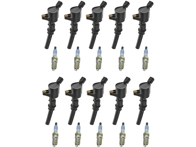 Ignition Coil and Spark Plug Kit - 20 Piece - 2005-2008 Ford E-450 Super Duty 6.8L V10 - DIY Solutions 18209-07665290