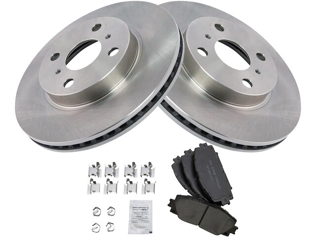 Front Ceramic Brake Pads and Rotor Kit - 4-Lug - 2007-2018 Toyota Yaris - TRQ 18959-07672398