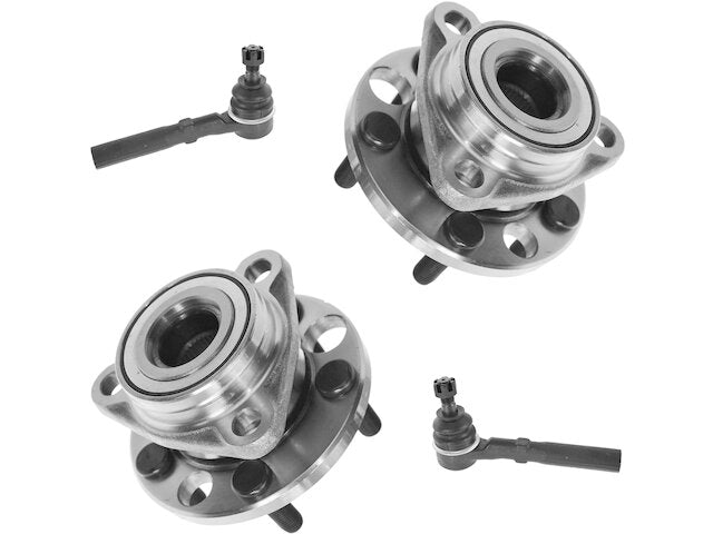 Front Wheel Hub Assembly and Tie Rod End Kit 4 Piece - 1995-2005 Pontiac Sunfire - TRQ 4799-07676166