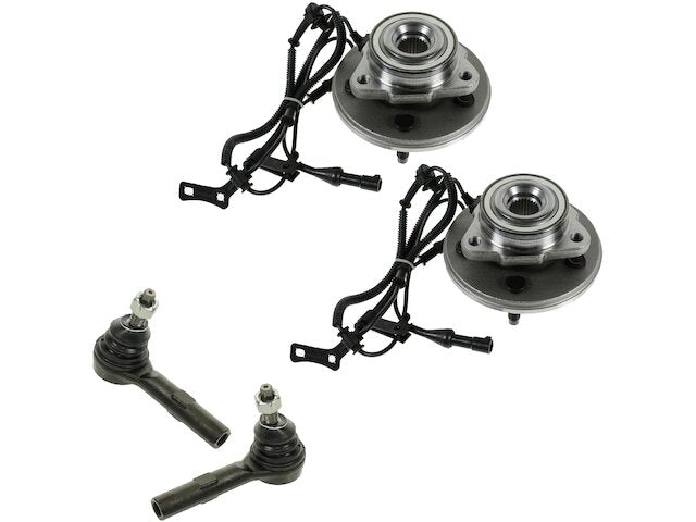Front Wheel Hub Assembly and Tie Rod End Kit 4 Piece - 2006-2010 Mercury Mountaineer - TRQ 18726-07678259