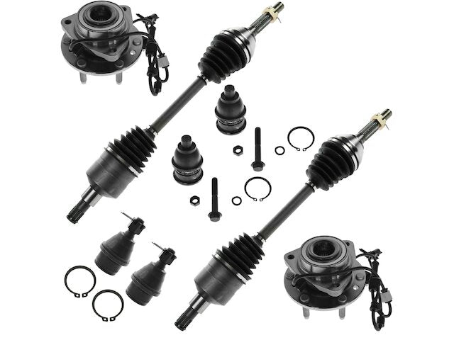 Front Axle Ball Joint Wheel Hub Kit 8 Piece - 2003-2006 GMC Envoy XL - TRQ 127815-07707642