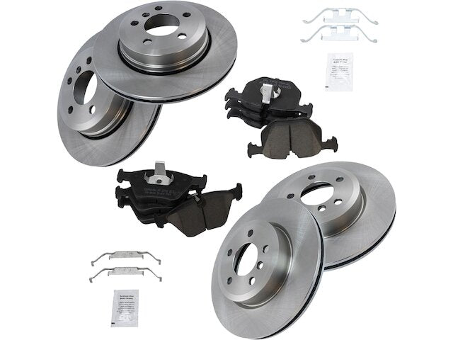 Front and Rear Ceramic Brake Pad and Rotor Kit - 5 Lug - Vented Front Rotors - Solid Rear Rotors - 2004-2010 BMW X3 - TRQ 18110-07724770