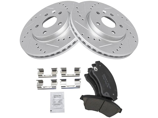 Front Ceramic Brake Pad and Cross Drilled and Slotted Rotor Kit - 5 Lug - Premium G-Coated - Vented Rotors - 2011-2015 Chevrolet Cruze - TRQ 96739-07731382