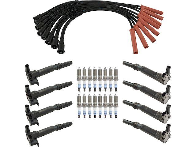 Ignition Coil Spark Plug and Wire Set 25 Piece - 2011-2016 Ford F350 Super Duty 6.2L V8 - DIY Solutions 96695-07739644