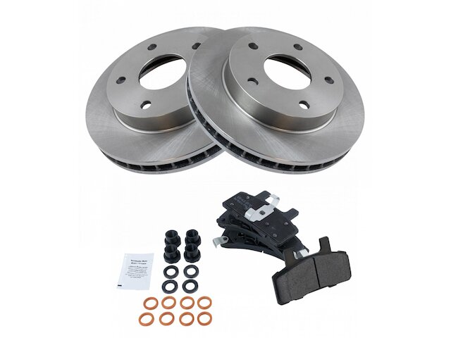 Front Semi Metallic Brake Pads and Rotor Kit - 1994-1999 Dodge Ram 1500 4WD with Rear Wheel ABS Brakes - TRQ 1964-07750388