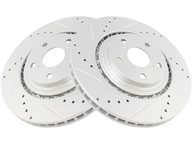 Front Brake Cross Drilled and Slotted Rotor - Set of 2 - 5 Lug - Front Vented Rotors - Premium G-Coated - 2008-2019 Toyota Highlander - TRQ 28609-07809375