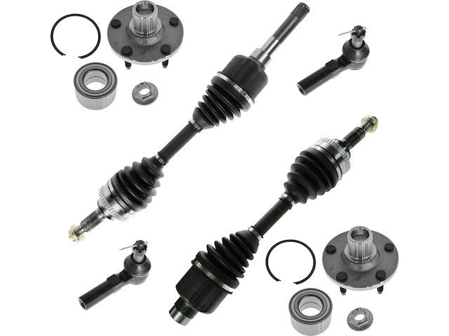 Front Axle Wheel Bearing Tie Rod End Kit 6 Piece - 2001-2006, 2008 Mazda Tribute 3.0L V6 - TRQ 8549-07829012