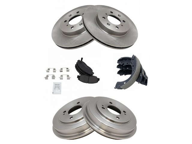 Front and Rear Semi Metallic Brake Pad Rotor Shoe Drum Kit - 2001-2005 Honda Civic - TRQ 6013-07835234