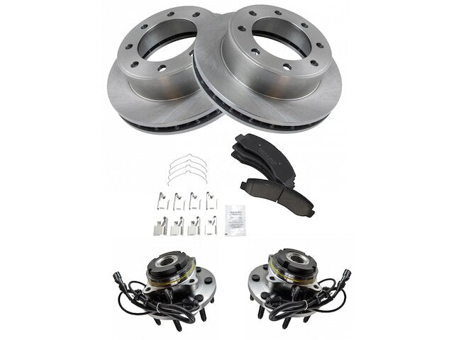 Front Brake Pad and Rotor and Wheel Hub Kit - 2003-2004 Ford F250 Super Duty 4WD - TRQ 5341-07861357