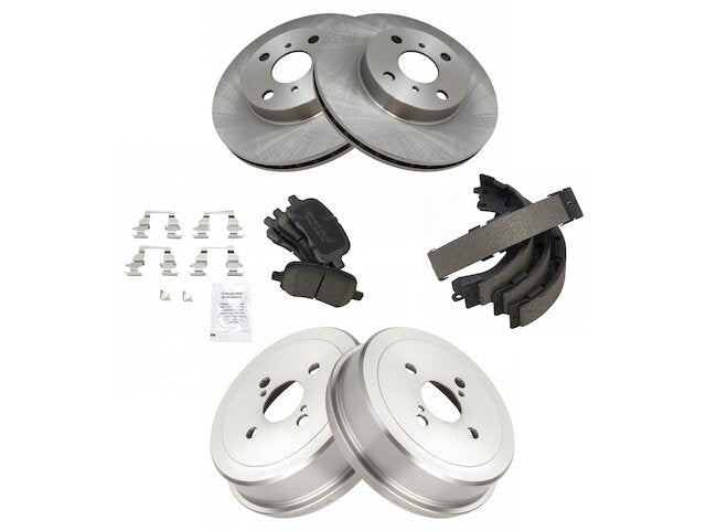 Front and Rear Ceramic Brake Pad Rotor Shoe Drum 6 Piece Kit - 1998-2002 Toyota Corolla - TRQ 8012-07897133