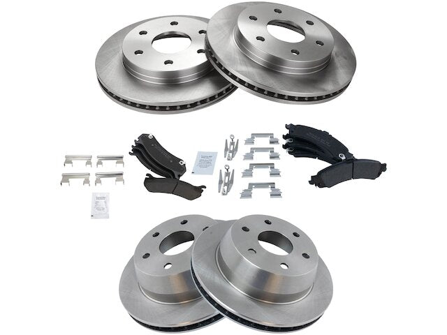 Front and Rear Semi Metallic Brake Pad and Rotor Kit - 6 Lug - 2000-2006 Chevrolet Tahoe (with Limited Slip Differential and 13 Inch Diameter Rotors) - TRQ 3731-07898502