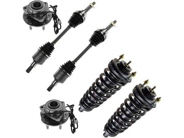 Front Shock Coil Spring Axle Wheel Hub Kit 6 Piece - 2003-2006 GMC Envoy XL - TRQ 127815-07905001