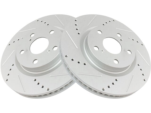 Front Cross Drilled and Slotted Brake Rotor - Set of 2 - 5 Lug - Premium G-Coated - Vented Rotors - 2007-2019 Toyota Camry - TRQ 18958-07952206