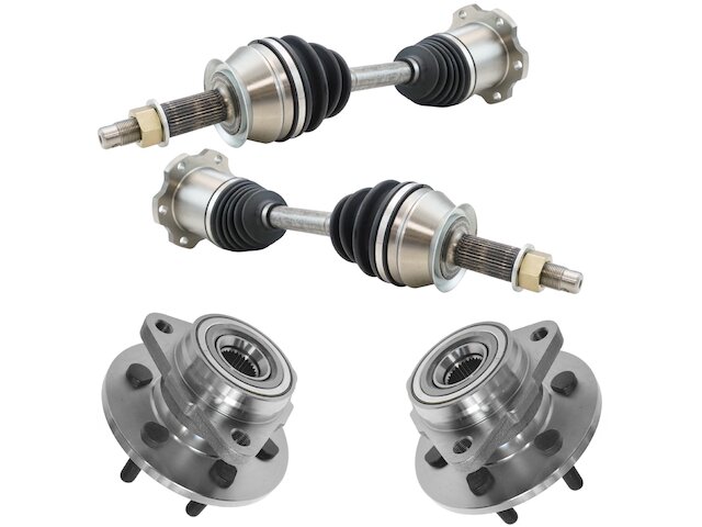 Front Axle and Wheel Hub Bearing Assembly Kit - 4 Piece - 1997-1999 Dodge Dakota 4WD (with Rear Wheel ABS Brakes) - TRQ 1840-07997632